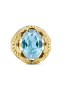 14 Karat Gelbgold Aquamarin Ring Vintage Handwerk vrc003y